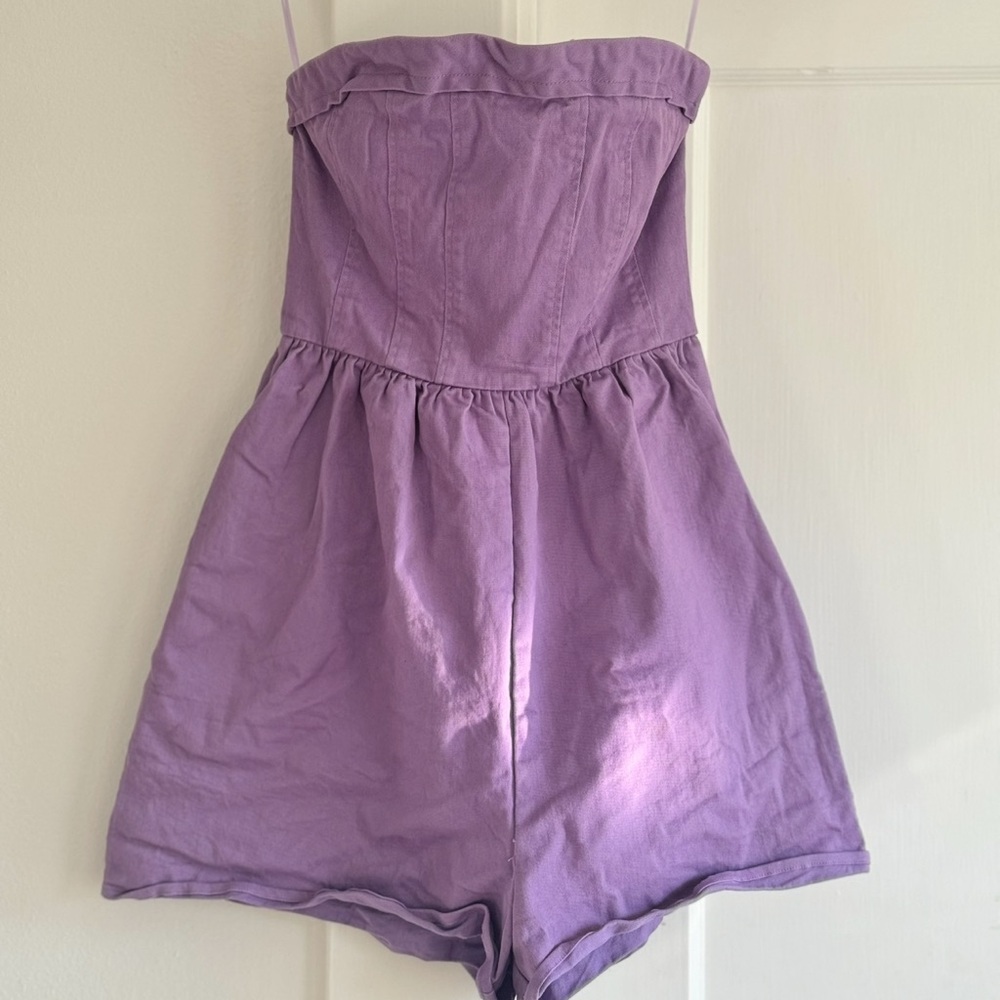 Mystic Purple Strapless Romper